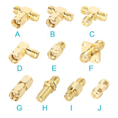 10pc Gold SMA to SMA Male Female Extender Antenna Adapter RF Connector Converter