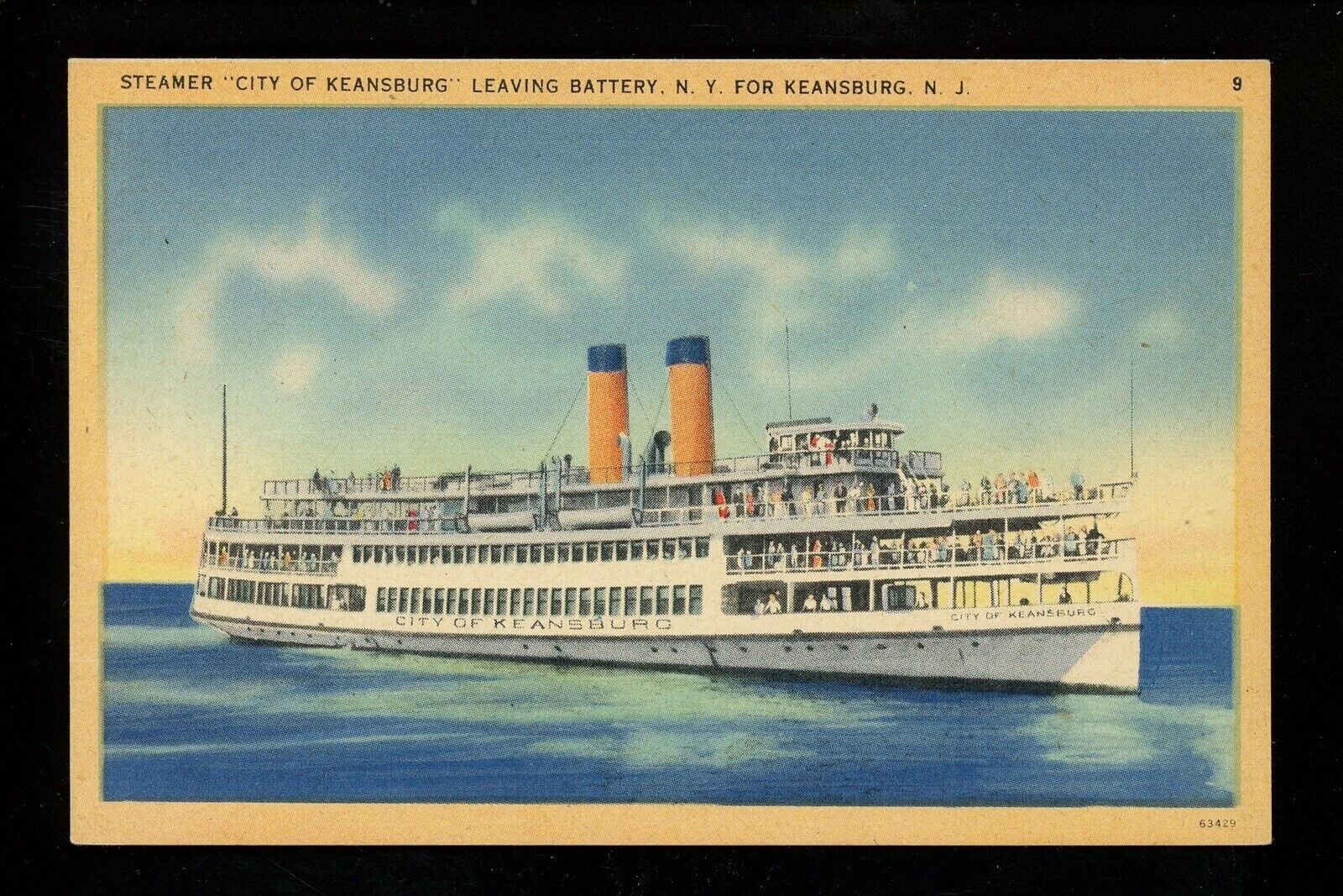 New Jersey NJ postcard Keansburg, Steamer City of Keansburg ship boat