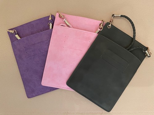 3 - NEW SUEDE CARDS, CREDIT CARD, ID, PHONE HOLDER WITH SHOULDER STRAP - Picture 2 of 4