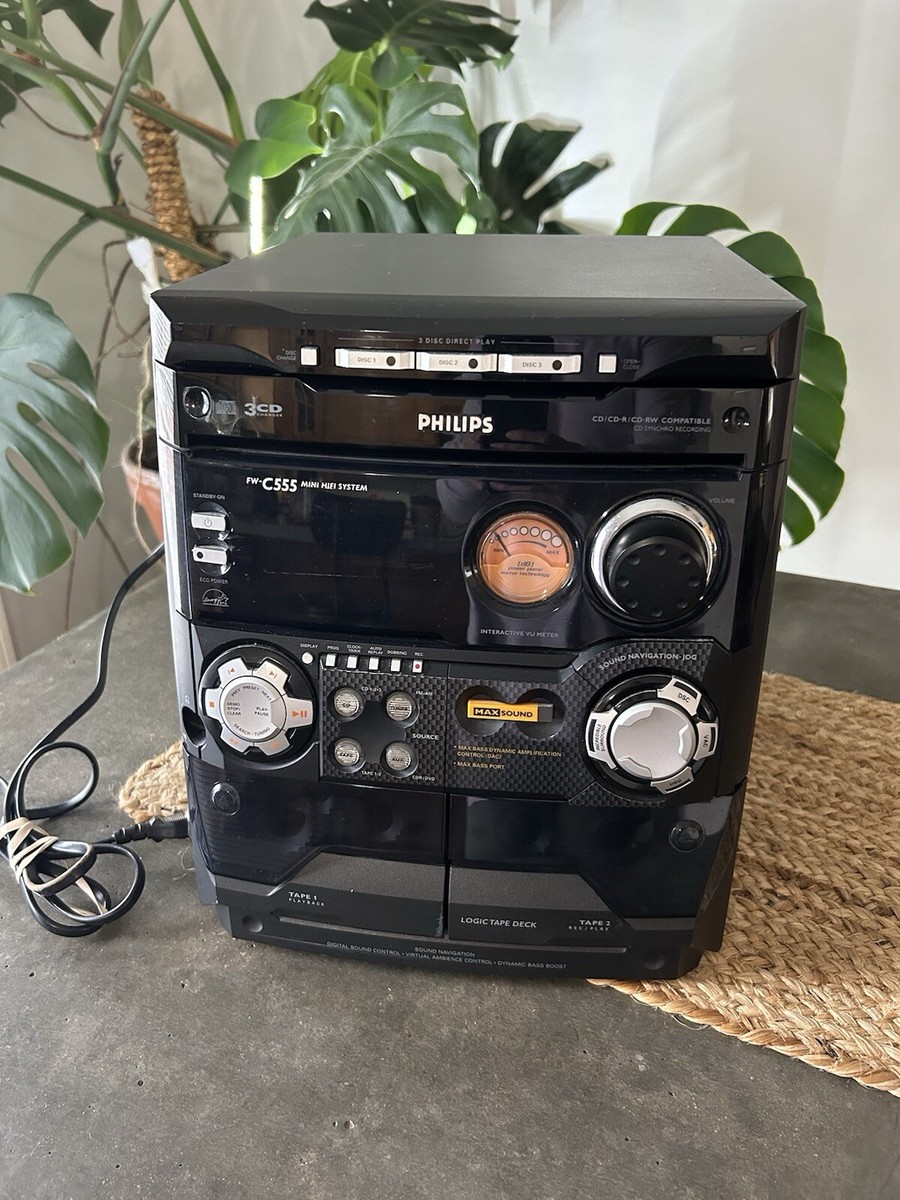 Philips FW-C555 Mini HiFi System For Parts Radio Works CD & Tape