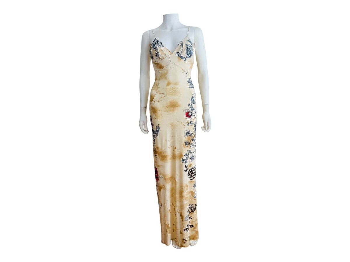 Vintage S/S 2003 Y2K Roberto Cavalli Tattoo Maxi Dress Gown Vintage S/S 2003 Y2K Roberto Cavalli Tattoo Maxi Dress Gown