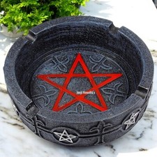 Gothic Ash Tray Red Pentagram Five Pointed Star Black Pagan Wiccan Ashtray