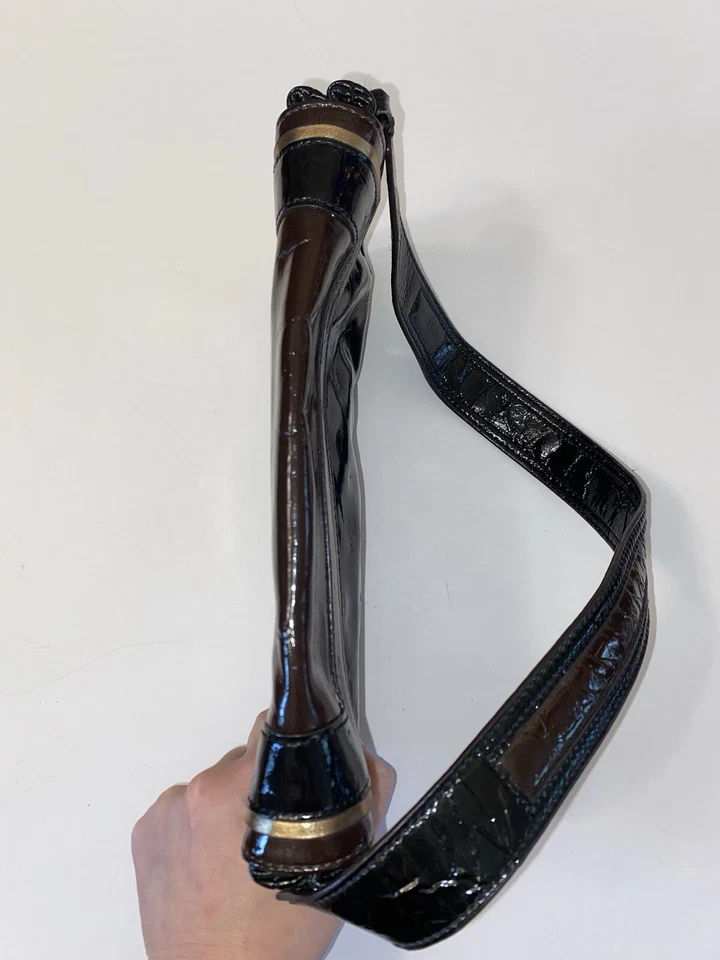 Сумочка Anya Hindmarch сумка коричневая черная золотистая магнитная застежка золотистое оборудование - Изображение 3 из 4