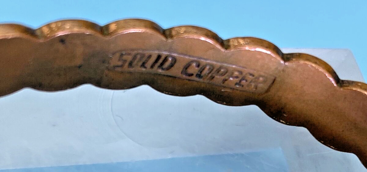 Solid Copper Signed Cuff Bracelet Dots & Circles … - image 6