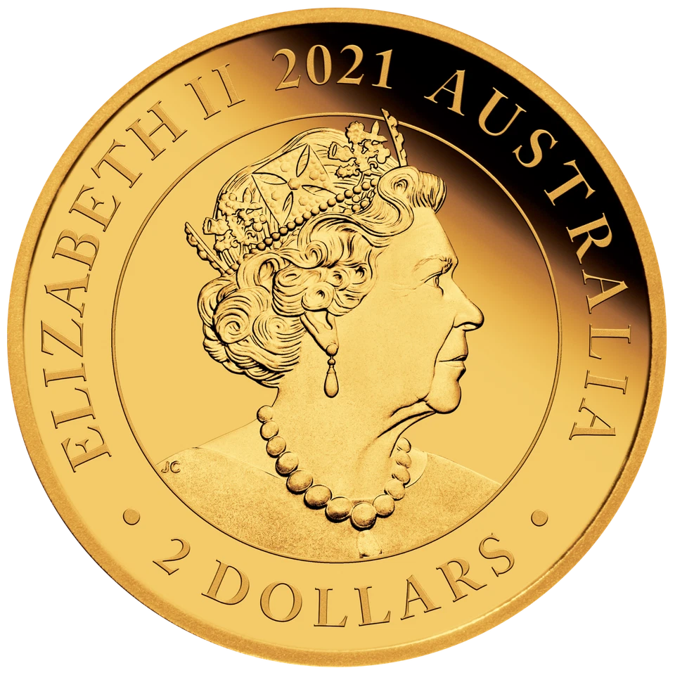 Australia Mini Roo 2021 $2 0,5 gramos .9999 moneda de prueba de oro puro en tarjeta canguro Foto 2 de 4