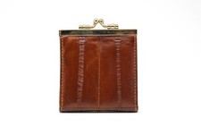 Lee Sands Eel Skin Brown Mini Wallet Kiss Lock