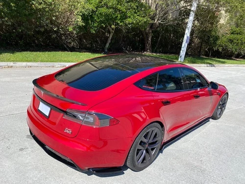 B.P.W. 2021-2022 Tesla S Plaid and LR GT3 Rear Side Skirts (Black Finish) 