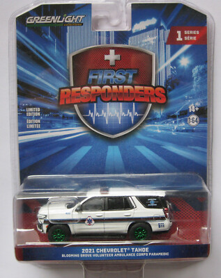 2021 Chevrolet Tahoe Paramedic AMBULANCE - GREEN MACHINE Chase* Greenlight  1:64
