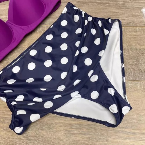 Women Vintage Swimsuits High Waisted Retro Polka Dot Bikini Set Bathing Suit 2XL - Picture 2 of 7