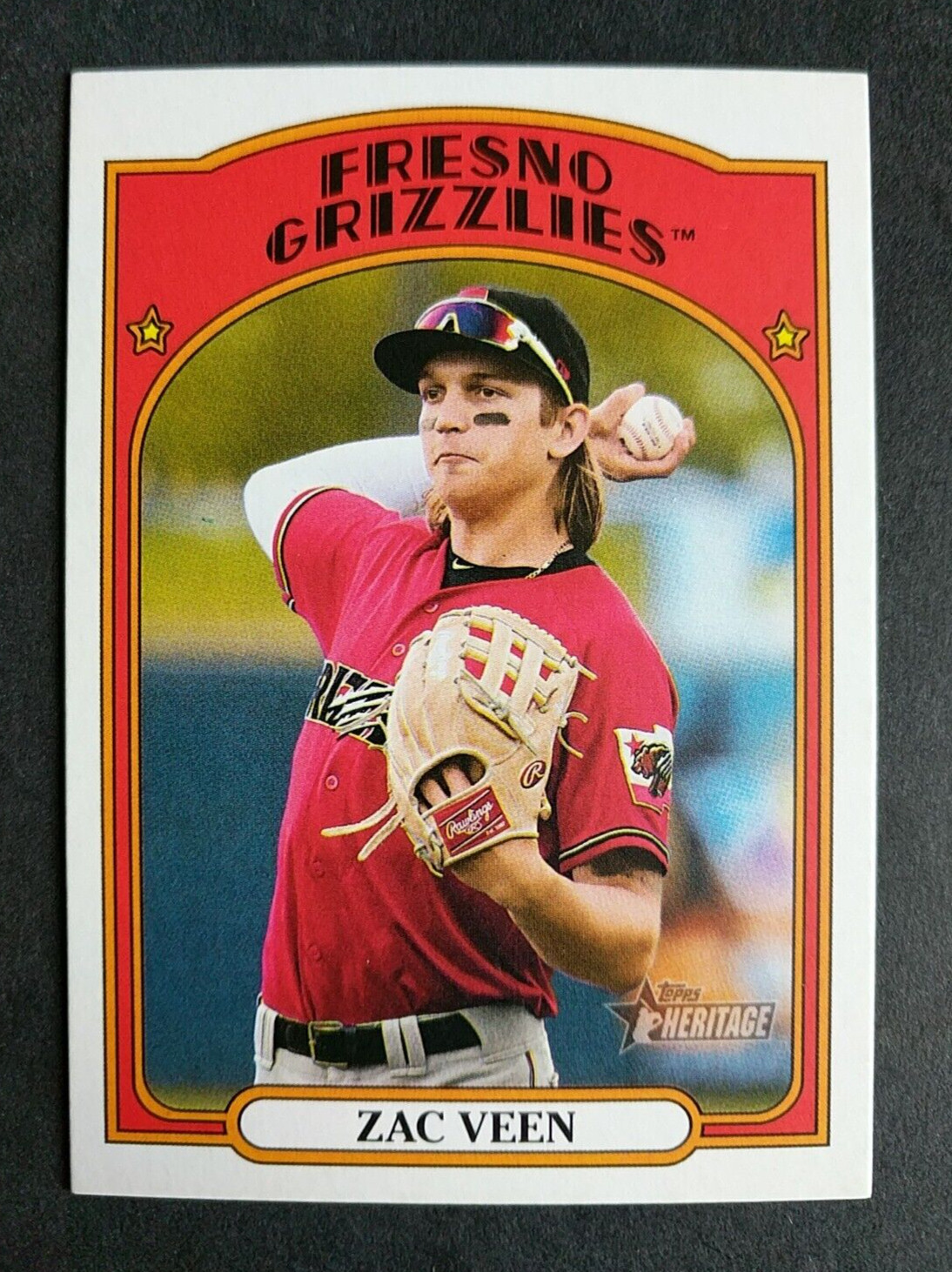 2021 Topps Heritage Minors Rookie Card ~ ZACH VEEN #74 Fresno Grizzlies Rockies