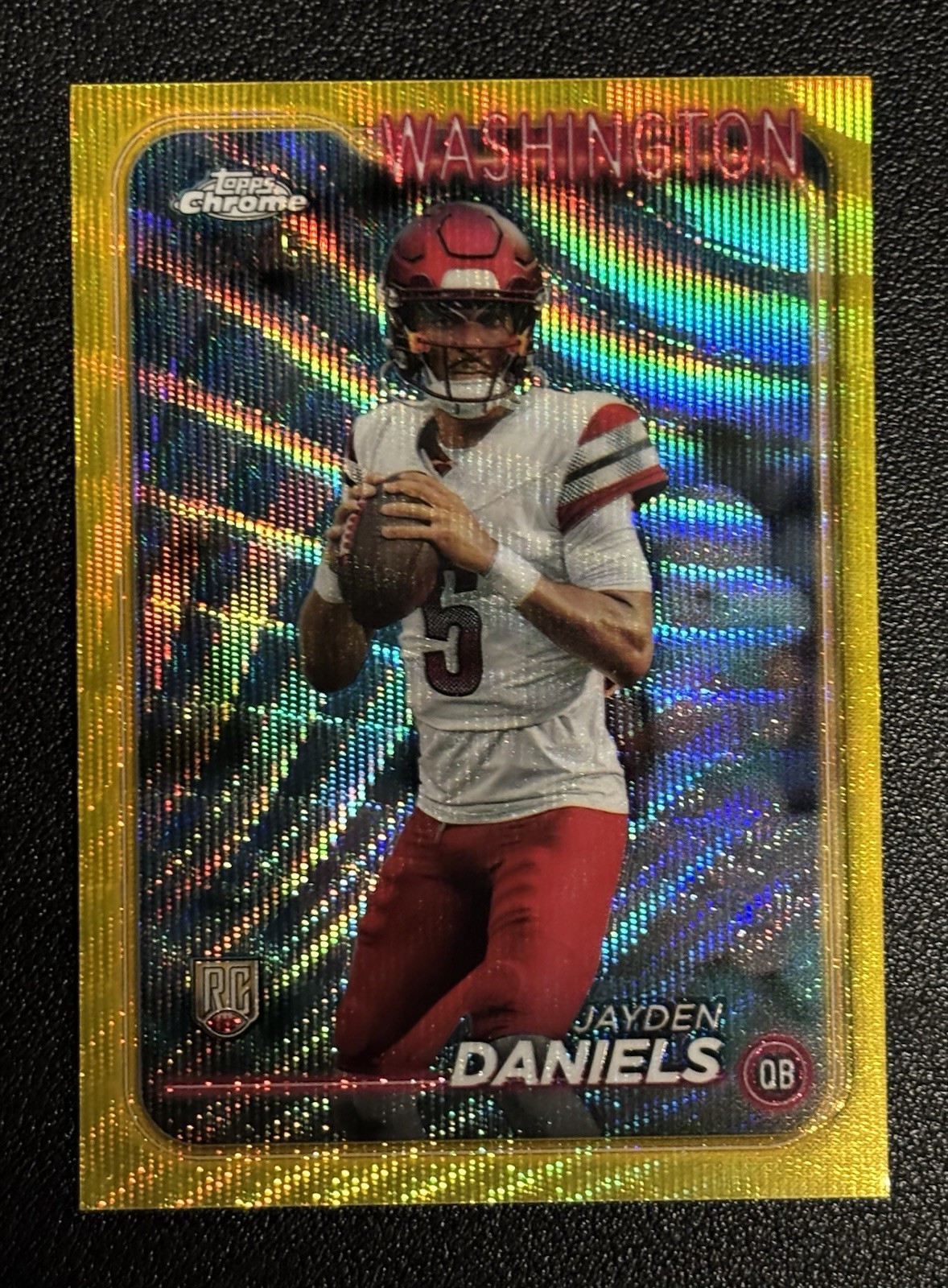 2024 Topps Chrome - Rookies Jayden Daniels #201 Yellow Wave Refractor /75 (RC)