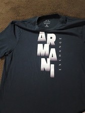 Armani Exchange Men T-shirt Blue w/white lettering. Size Medium
