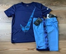 Nike Boys Blue DRIFIT shorts Outfit Size 6 NWT 
