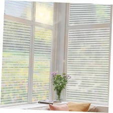 Frosted Window Film Privacy Glass Film 23.6 inch X 118 inch Striped Pattern