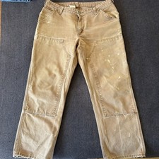 Carhartt Womens Carpenter Pants Size 14X30 Double Knee DISTRESSED/PAINT SPLATTER