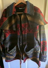 Womens handmade wool colorful wool Cape jacket XL Coat Pockets Southwestern Vtg
