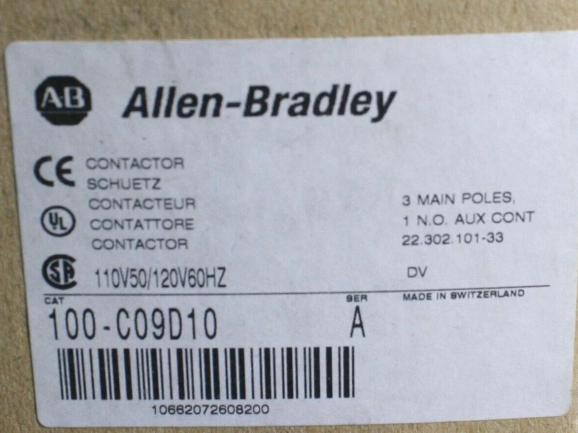One (1) AB Allen Bradley 100-C09D10 Ser A Contactor 9A 110/120V Swiss NEW - thumbnail 2