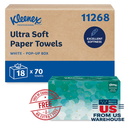 Kleenex 11268 Ultra Soft Hand Towels Pop-Up Box 1260 Sheets 18 Pack Bulk