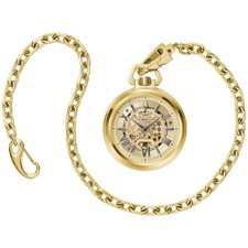 Bulova Men's Pocket Watch Sutton Automatic Gold Tone Semi-Skeleton Dial 97A178