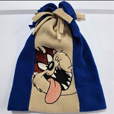 Vintage 90s 1997 Looney Tunes Taz Fleece Hat Tassel Beanie Cap Kidcore Kitschy