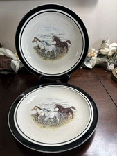 Folkcraft “Running Horses” Scotty Z Stoneware Plates SET OF 2