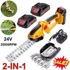 Cordless Electric Mini Hedge Trimmer 2 in 1 Brush Grass Cutter Shears for Garden