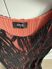 Klass Size 12 Black/Orange Lace Pleated Lined Knee Length Shift Dress