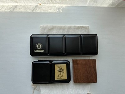 Empty Watercolor Tins (Schmincke 24 & A. Gallo 12) + Mini Wooden Pocket Palette