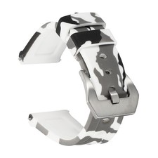 Silicone Watch Bands 20mm Soft Watch Band with Silver Buckle, Camo White