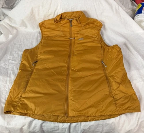 REI Puffer Vest Gold Flash Insulated PrimaLoft Men's Sz 2XL Pockets Hike Walk - product listing photo
