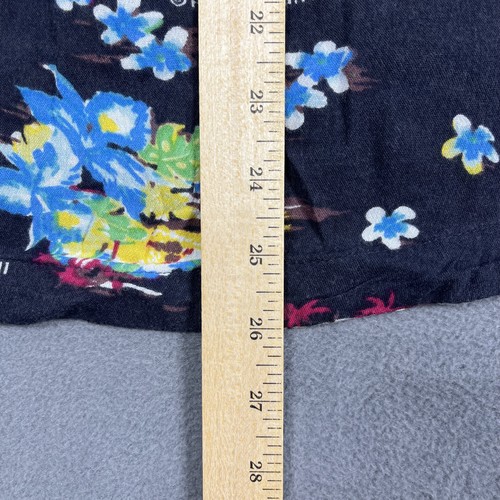 RVCA Evan Mock Shirt Mens Small Black Floral Hawaiian Button Up Skater Surf Camp - Picture 11 of 12