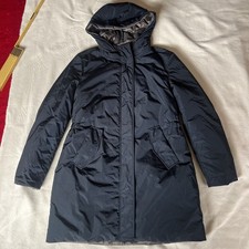 #1: BASLER, lang blauer Anorak, gefütterter Kurzmantel / Kapuze, Gr. 42 wie NEU