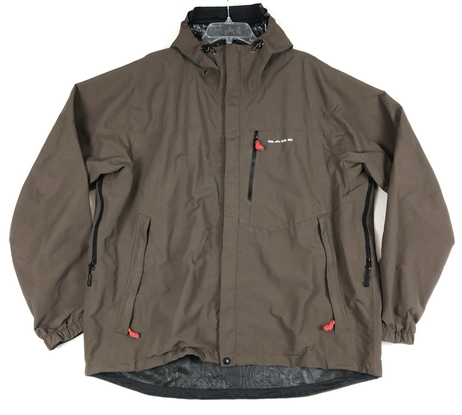 Gage Technical Gear Jacket Men 3XL Brown Hooded Nylon Shell Fishing Grundens
