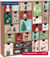 Wooden Christmas Advent Calendar with 24 Drawers, Countdown to Christmas Refilla