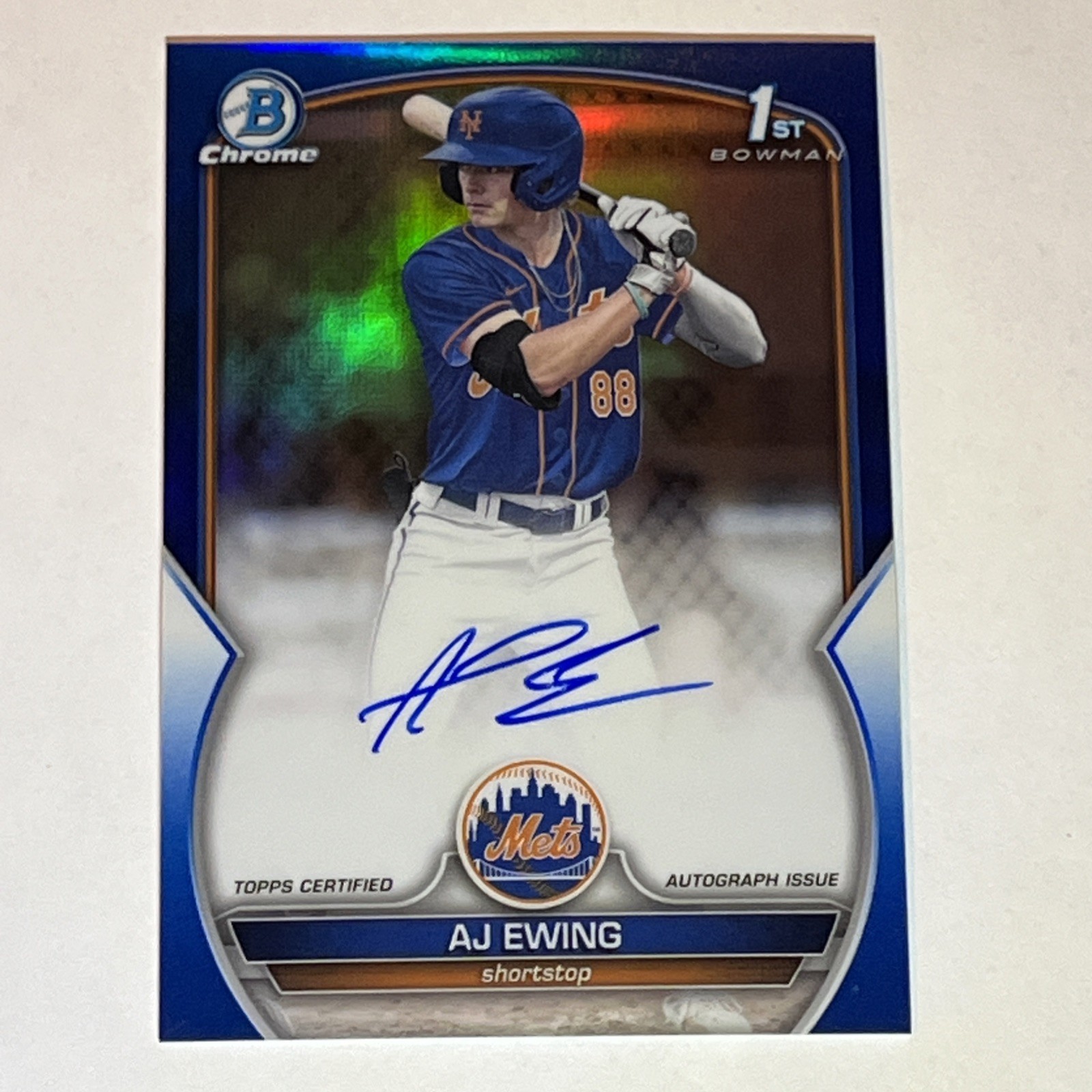 2023 Bowman Draft Chrome Prospect Auto AJ Ewing #CDA-AE Blue Refractor /150 (AU)