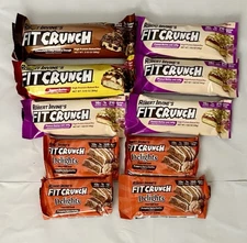 (10 CT) 4 Flavor Variety, Fit Crunch Protein Bars, PB&J, Pumpkin, ChocoChip, PB