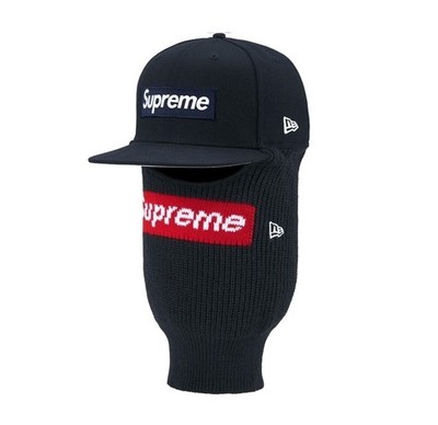Supreme New Era Box Logo 59Fifty Balaclava Cap Navy Men's Size 8 Red Fitted Mask