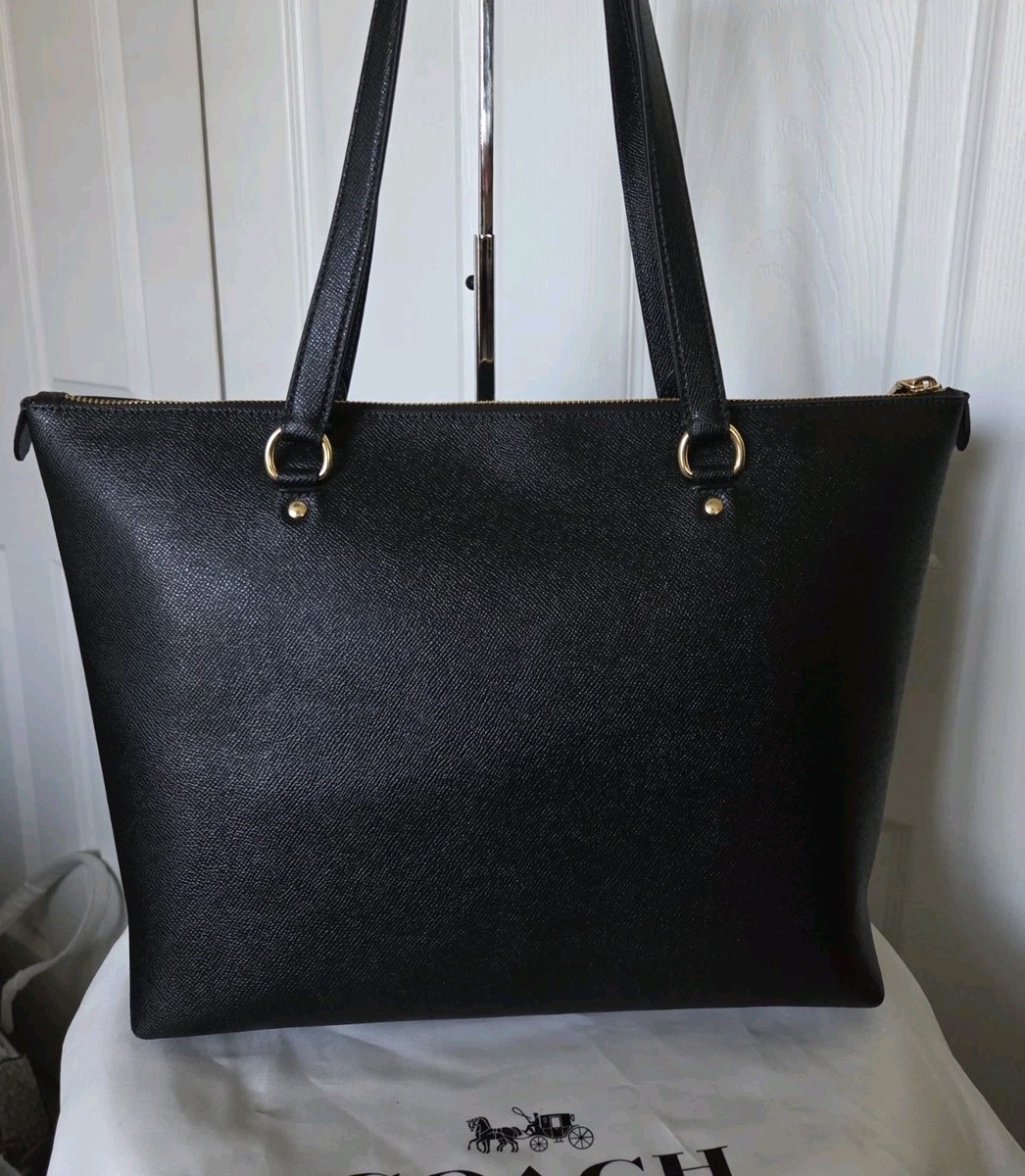 COACH トートバッグ 黒 レザー A4可 F79608 大容量 即購入 Coach Large Gallery Tote Crossgrain Black / Gold Leather