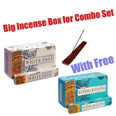 Deepika Incense Sticks Combo With Wooden Holder Free White Sage&Buddha Blessing
