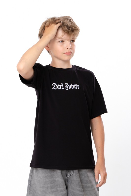 Boys’ Teen T-Shirt – Soft Cotton-Lycra Blend, Stylish Shoulder Embroidery, Co...