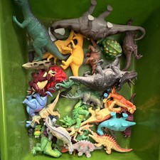 Assorted Plastic Dinosaur Pretend Play Figures Lot - Various Colors