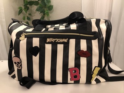 Betsey Johnson Bon Voyage Weekender Duffel Carry-on Bag W/ Patches & Luggage Tag