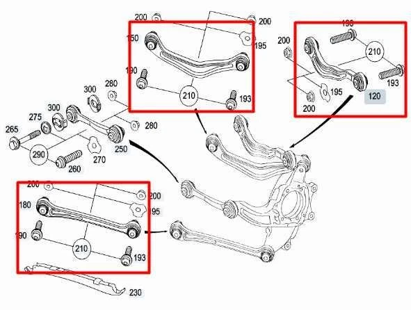 07-17 Mercedes-Benz S550 Rear LH Suspension Control Arm Set 221-350-04-06 *ReaD* - Image 2 of 4