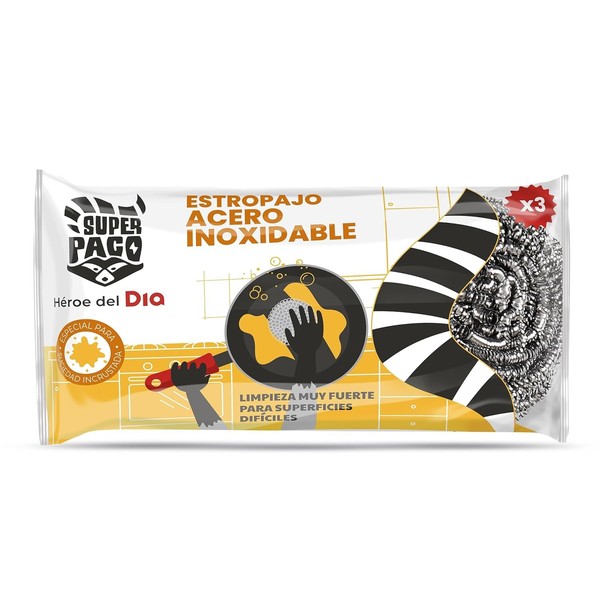 DIA SUPER PACO estropajo de acero inoxidable bolsa 3 uds