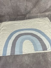 Pottery Barn Kids Knit Baby Blanket Gray 30x40 100 Cotton Rainbow Boy
