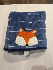 Parents Choice Navy Blue Fox Applique Baby Blanket Arrows Security Lovey 30x40"