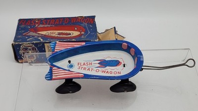 Vintage 1930s Wyandotte Toys Pressed Steel Litho Space Strat-O-Wagon & Box - USA