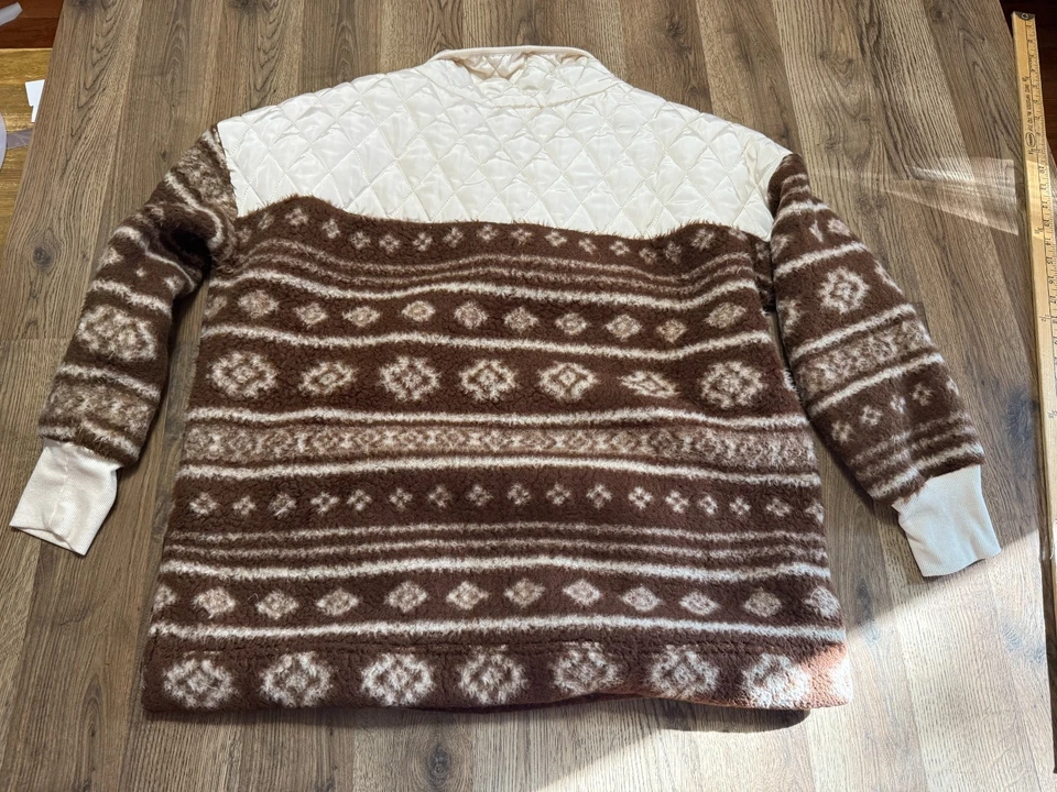 Suéter Lularoe Para Mujer Talla Mediana Marrón Blanco 1/4 Cremallera Pullover Fair Isle Foto 2 de 4