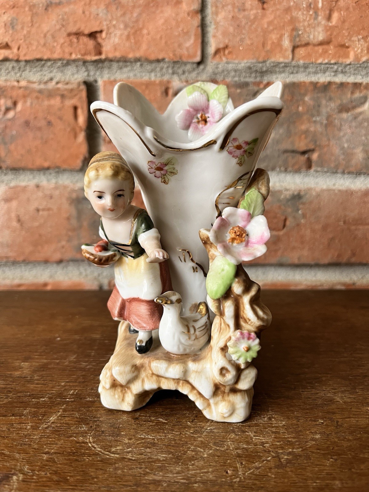 UCAGCO Japan Figurine Vase Planter Girl & Duck