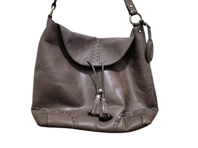 Born Leather Tote Hobo Brown Leather Distressed  Tassels Brand Tag. Magnetic 
